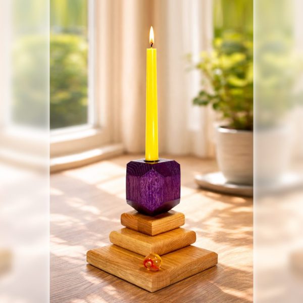 Amethyst Ascension, One of a Kind, Red & White Oak Alter Candlestick