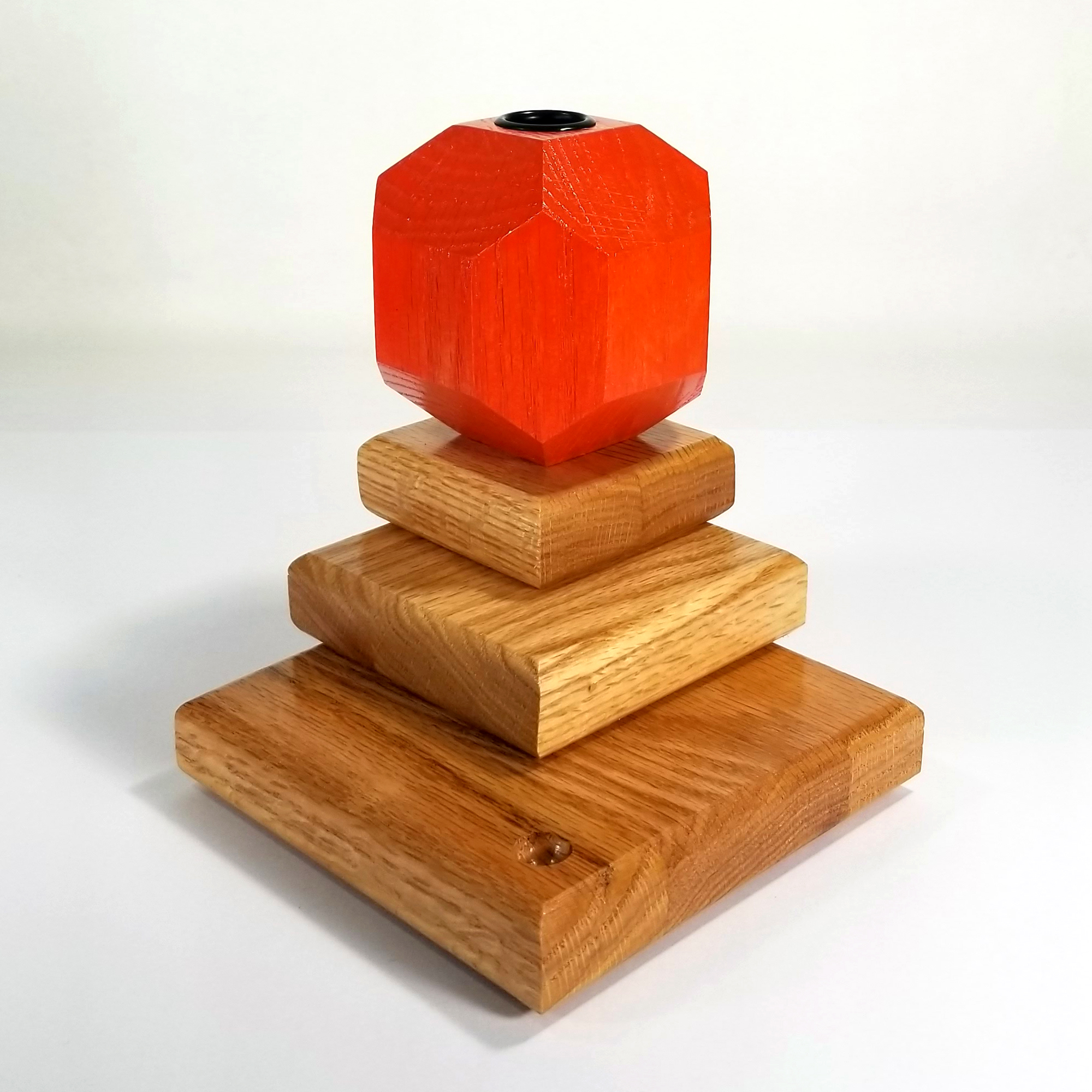 Primal Light – Fire & Facets Alters Collection – Red & White Oak, Hardwood Candlestick - Image 2
