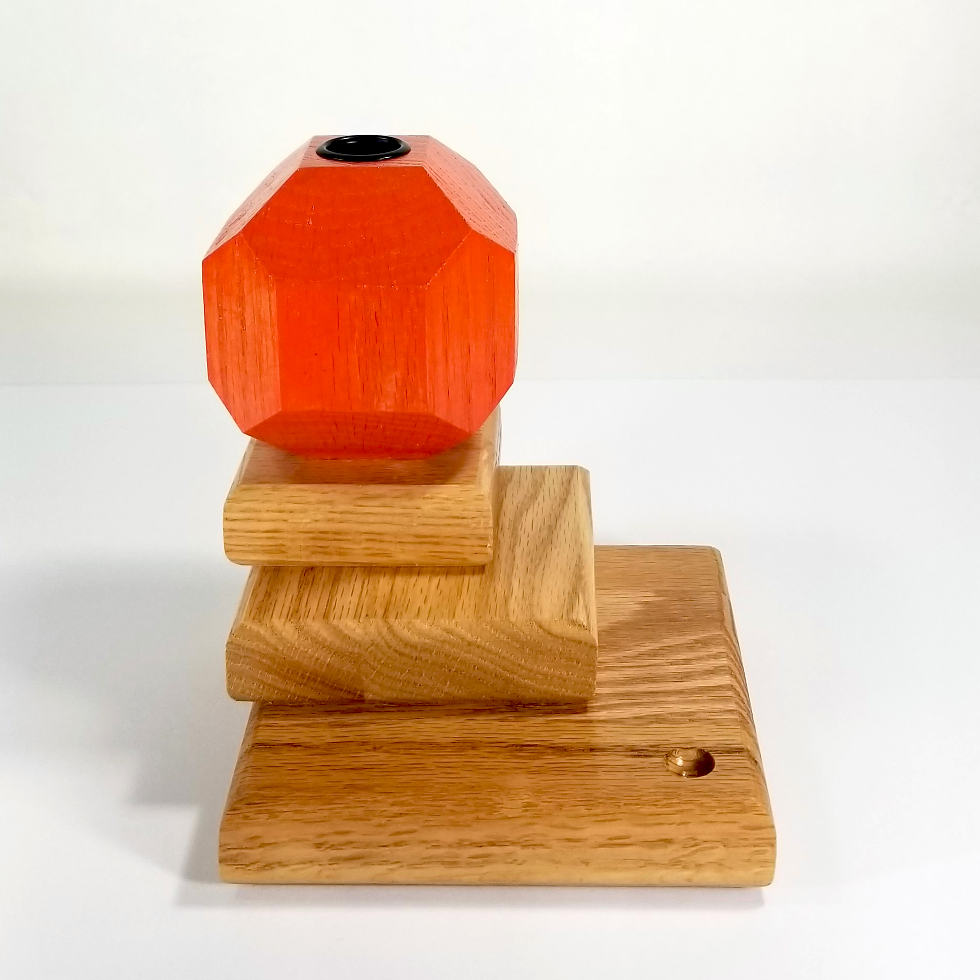 Primal Light – Fire & Facets Alters Collection – Red & White Oak, Hardwood Candlestick - Image 3