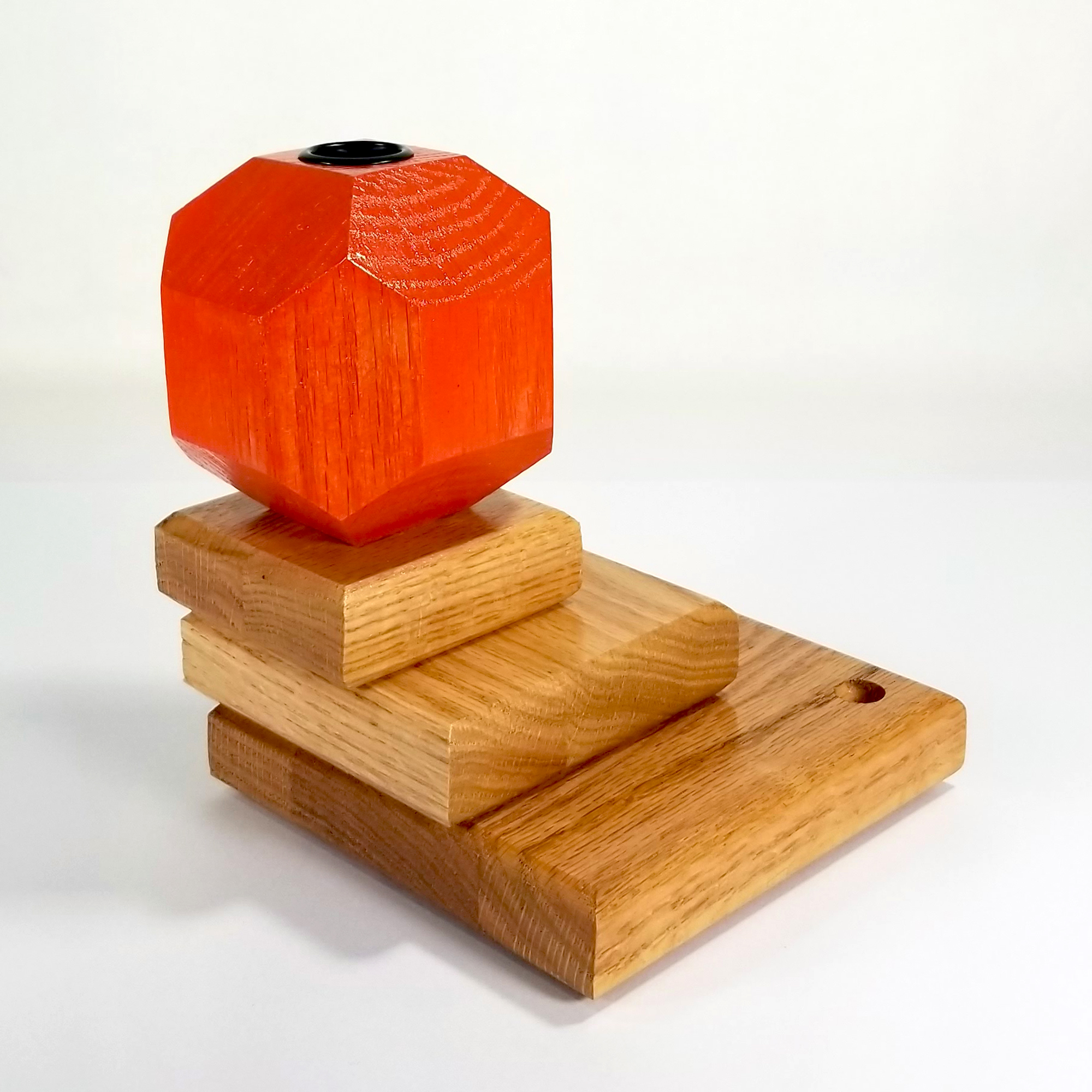 Primal Light – Fire & Facets Alters Collection – Red & White Oak, Hardwood Candlestick - Image 4