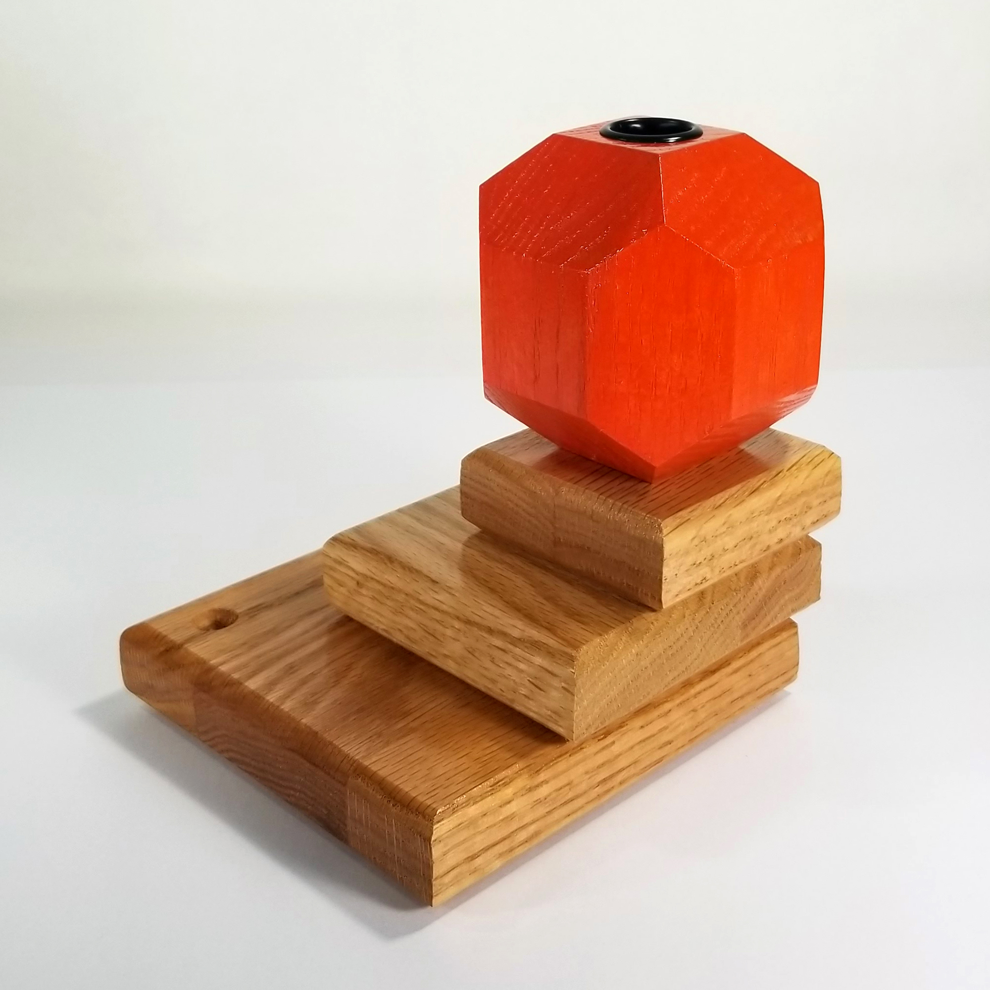 Primal Light – Fire & Facets Alters Collection – Red & White Oak, Hardwood Candlestick - Image 8