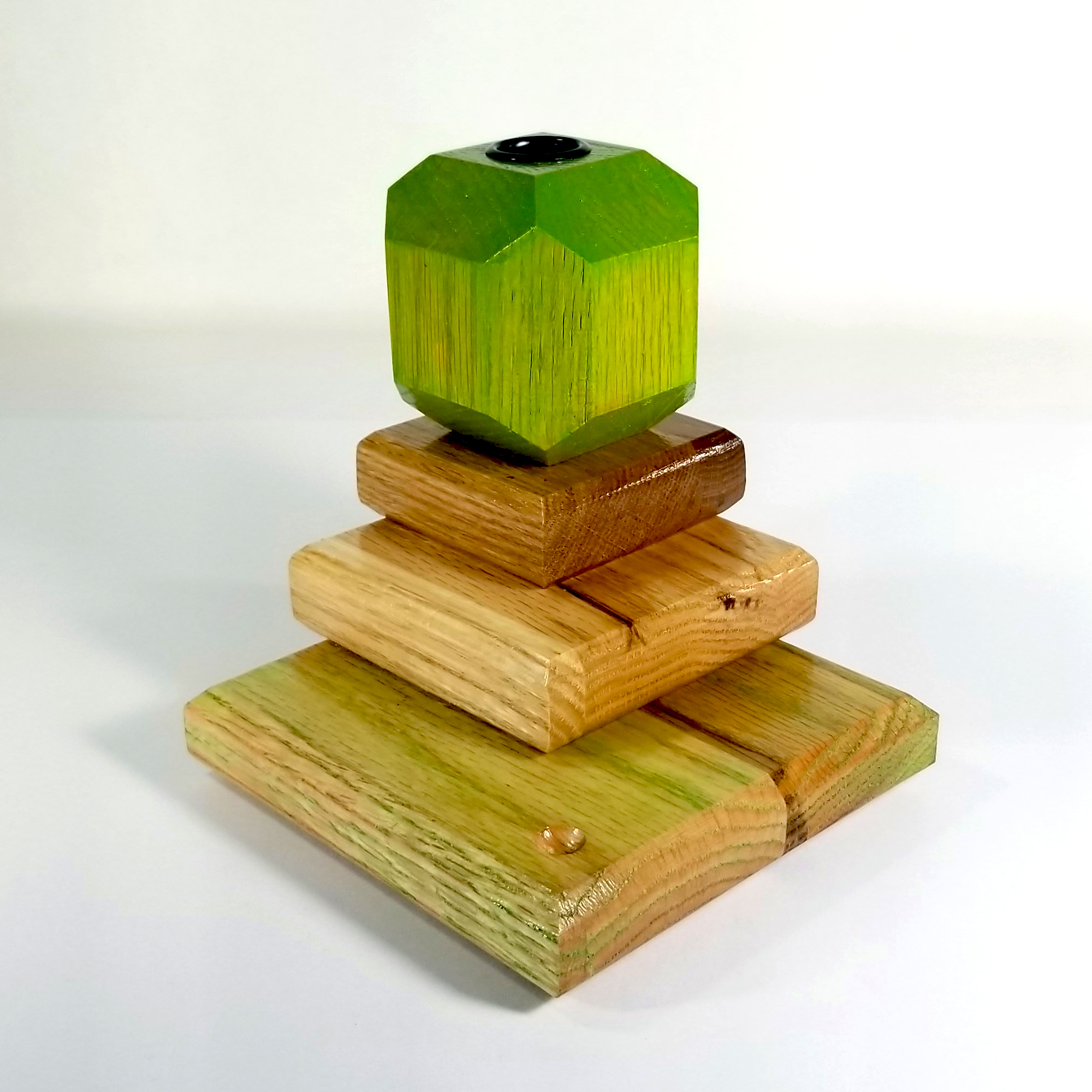 Spring Beacon – Fire & Facets Alters Collection – Red & White Oak, Hardwood Candlestick - Image 2