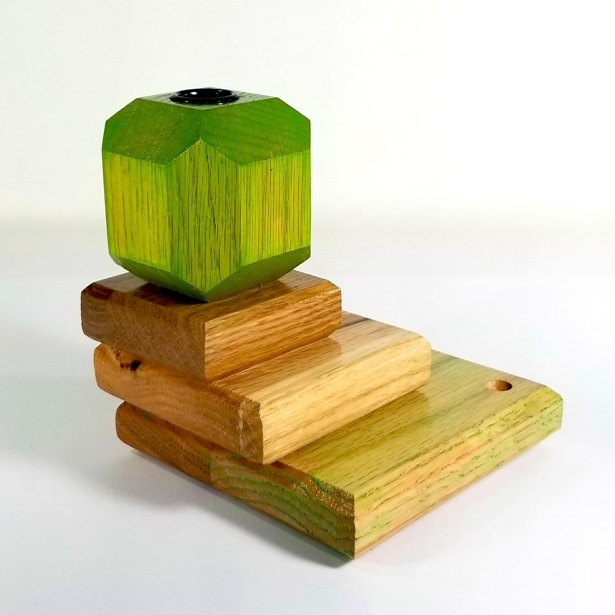 Spring Beacon – Fire & Facets Alters Collection – Red & White Oak, Hardwood Candlestick - Image 7