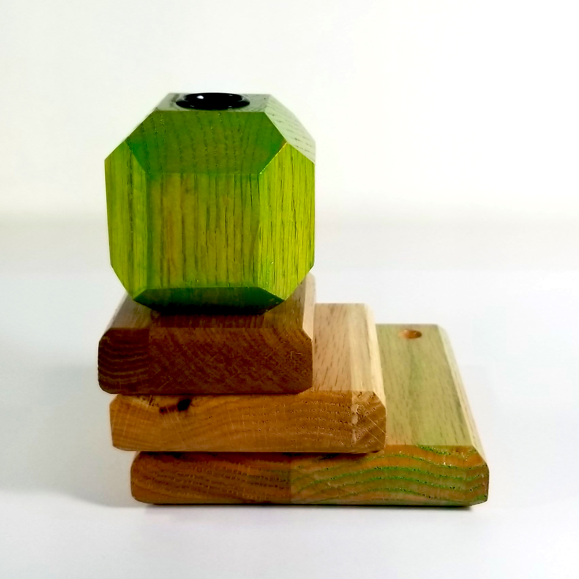 Spring Beacon – Fire & Facets Alters Collection – Red & White Oak, Hardwood Candlestick - Image 6
