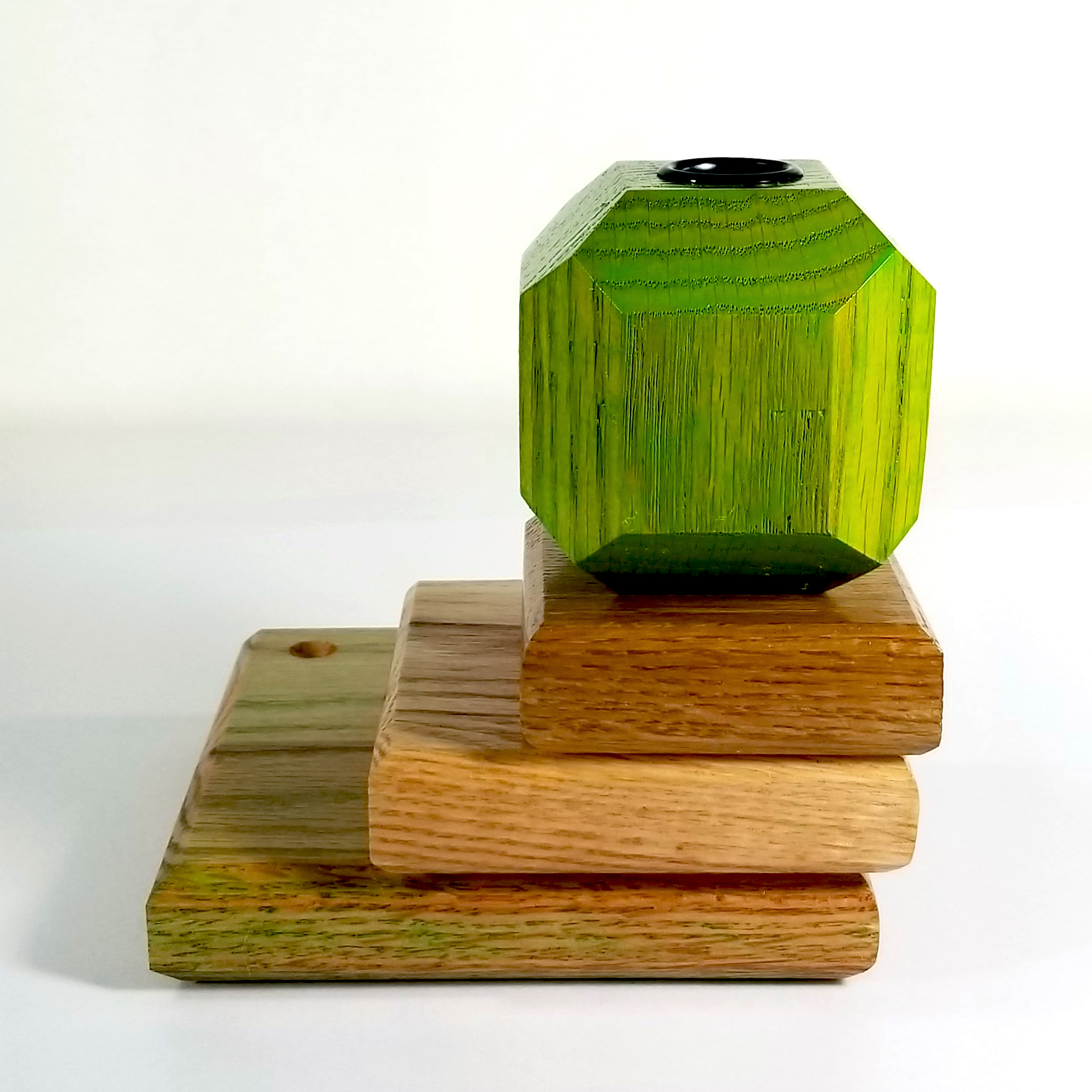 Spring Beacon – Fire & Facets Alters Collection – Red & White Oak, Hardwood Candlestick - Image 5