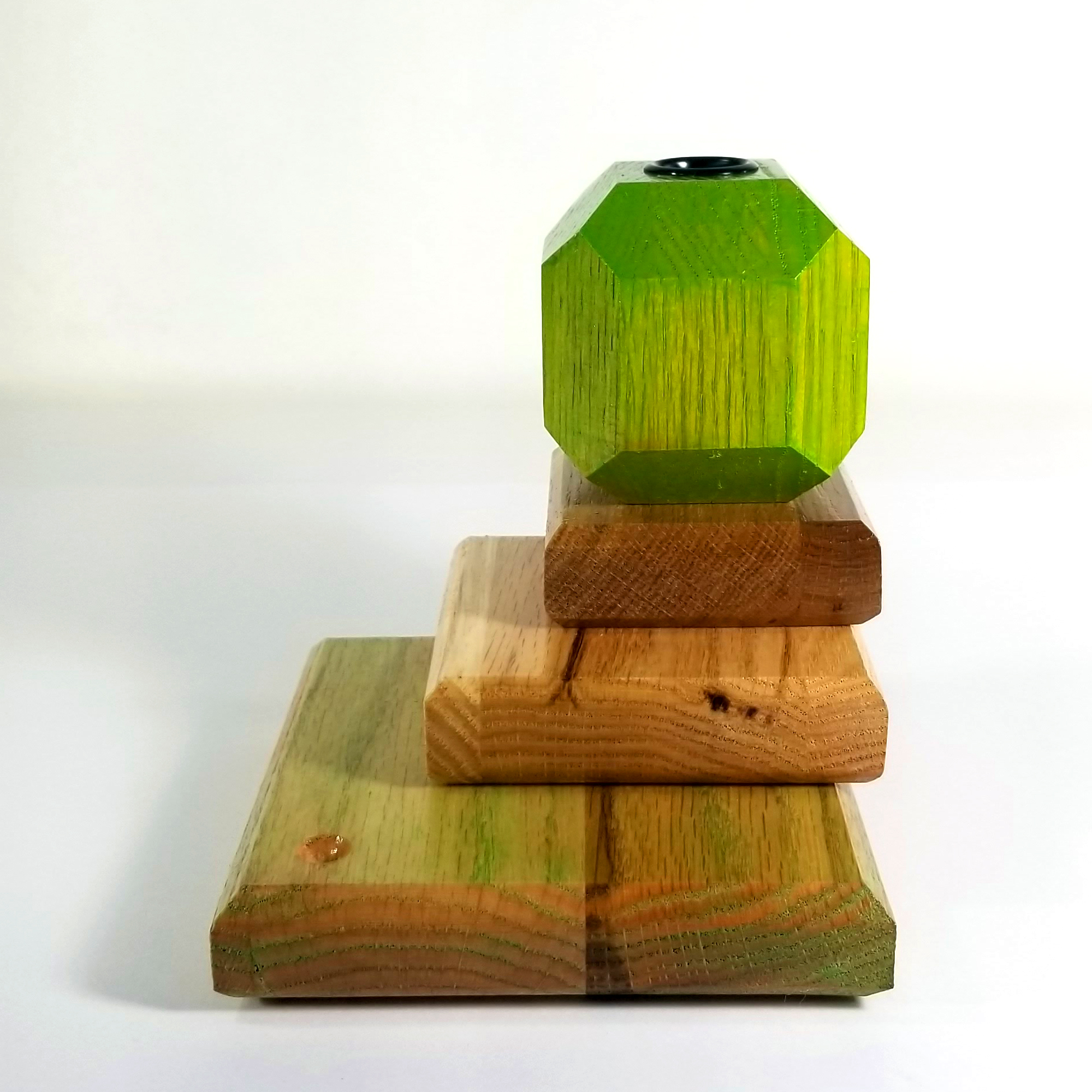 Spring Beacon – Fire & Facets Alters Collection – Red & White Oak, Hardwood Candlestick - Image 3