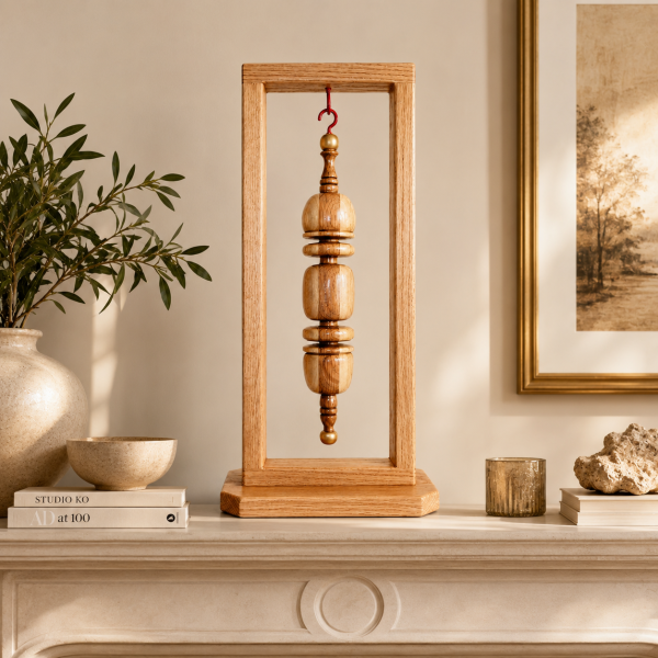 Classico - 16" White Oak and Poplar Wood, Lathe Turned Ornament Sculpture