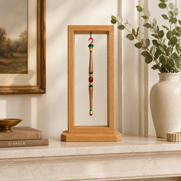 Cherry Cordial - 15" Oak Wood, Lathe Turned & Hand Painted Ornament Sculpture