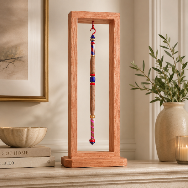 Royal Kokoro - 19" Oak Wood, Lathe Turned & Hand Painted Ornament Sculpture