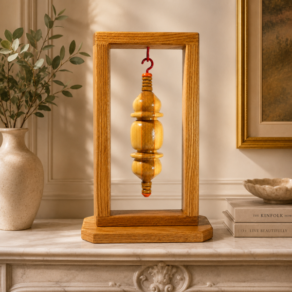 Orange Creamsicle - 10" White Oak and Poplar Wood, Lathe Turned Ornament Sculpture
